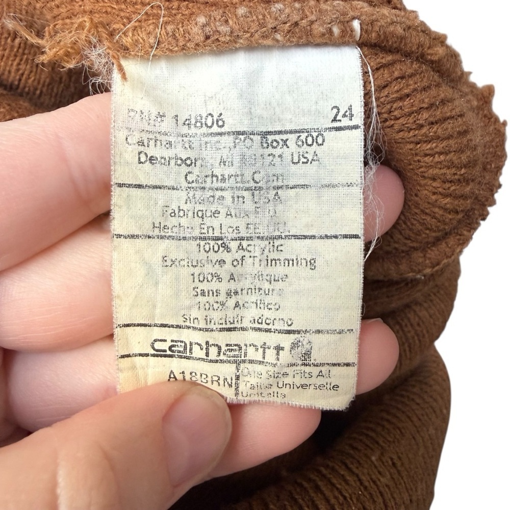 Carhartt A18 Acrylic Watch Hat Knit Cuffed Beanie Brown One Size Winter Pull On - Picture 5 of 5